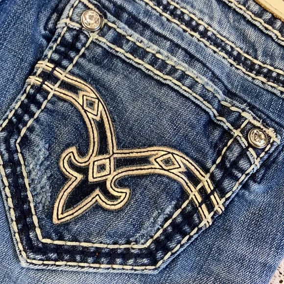 Rock Revival DENISA Straight Leg Denim Jeans SZ 29 NEW THICK WHITE STITCHING